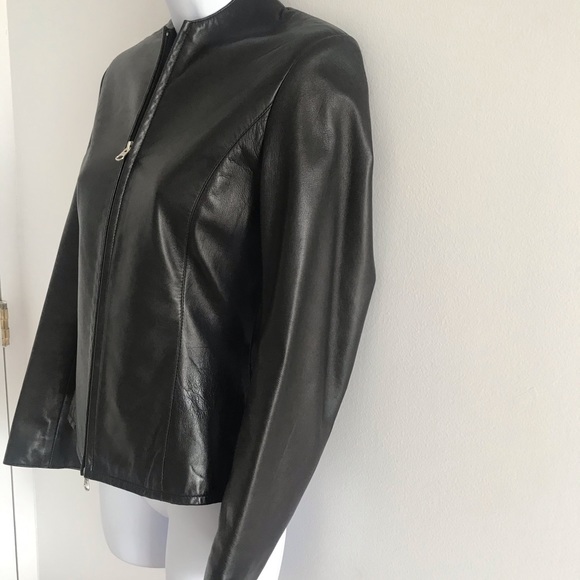 Sandra Angelozzi Black Real Leather Jacket Y2K - Picture 9 of 16